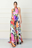 Sleeveless Print Gown