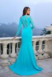 Crepe Gown with Lace Cut-Out