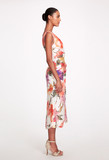 Floral Print Silk Twill Drape Cocktail Dress