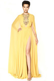 Sleeveless Chiffon Gown with Long Cape