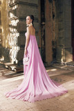 Cherry Blossom Draped Mousseline Gown