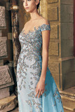 Embroidered Tulle Gown with Overskirt