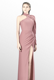 One Sleeve -Column Slit Gown