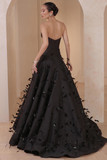 Feathered Strapless Gown