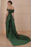 Off Shoulder Drape Gown with Train