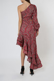 One Shoulder Print Crepe Gown