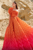 One Shoulder Ombre Gown