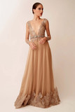 Embroidered Illusion Neck Gown