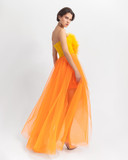 Flower Draped Tulle Gown