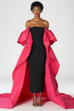 Strapless Column Gown with Cape