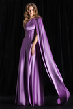 Satin Backed Crepe One-Shoulder Gown