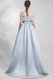 Draped Off Shoulder Satin Gown