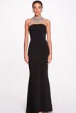 Illusion Tulle Yoke Stretch Crepe Gown