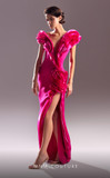 Exotic Plunging Neck Slit Gown