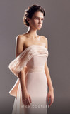 Shimmery Back Bow Tie Crepe Gown