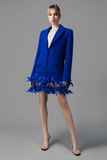 Crepe Blazer with Feathers