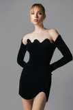 Velvet Dress with Structured Neckline