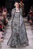 Patterned Silk Gazar Gown with Cape