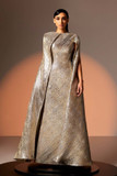 Long Jacquard Cape Gown