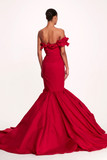 Strapless Rose Drape Faille Gown