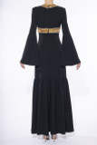 Double Crepe Long Sleeve Gown