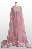 Long Sleeve Tulle Gown with  Cape