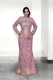 Long Sleeve Tulle Gown with  Cape