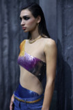 Beaded Tulle Lycra Body with Denim Pants