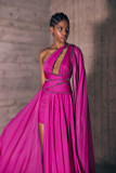 Silk Mousseline Asymmetrical Gown