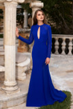 Long Sleeve Cut-Out Crepe-Gown