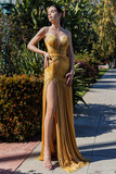 Strapless Metallic Illusion Gown