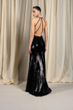 Deep V Neck Sequin Gown