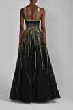 Tulle Halter Neck Gown with Sequins