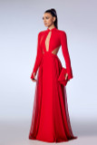 Crepe and Mousseline Cut-Out Gown