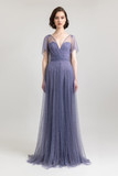 Draping Beaded Tulle Gown