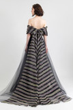 Brocade and Crepe Wide-Cut Gown
