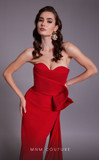 Velvet Draped Ruffle Strapless Gown