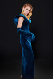 Velvet Flared Shoulder Gown