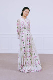 Long Sleeve Floral Printed Georgette Gown