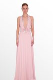 Crepe Halter Neck Gown