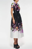 Printed Duchesse Midi Dress