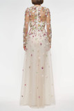 Tulle Embroidered Illusion Gown