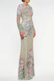 Bead Embroidered Long Gown