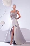 Draped Satin and Lace Gown