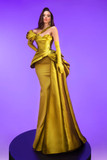 Draped Satin and Crepe  Gown