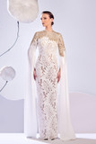 Long Draped Sleeve Gown