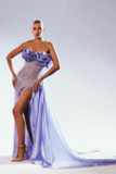 Strapless Organza Cape Gown