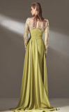 Long-Sleeve Draped Gown