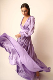 Long-Sleeve Satin Gown