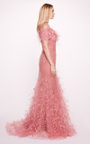 Off-Shoulder Feathered Gown